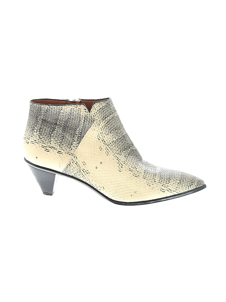 Sarto by Franco Sarto Snake Print Metallic Ivory Ankle Boots Size 8 ...