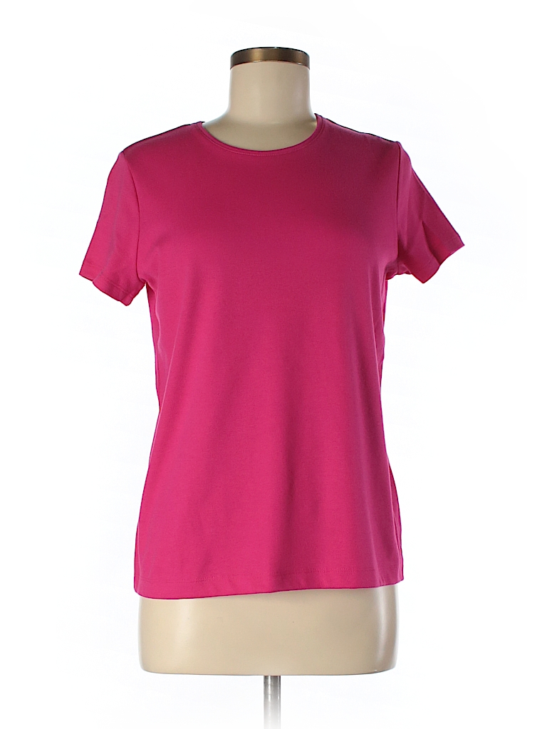 Croft & Barrow 100% Cotton Solid Pink Short Sleeve T-Shirt Size M ...