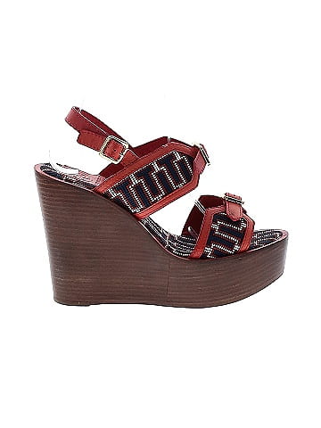 Burgundy hot sale wedges sandals