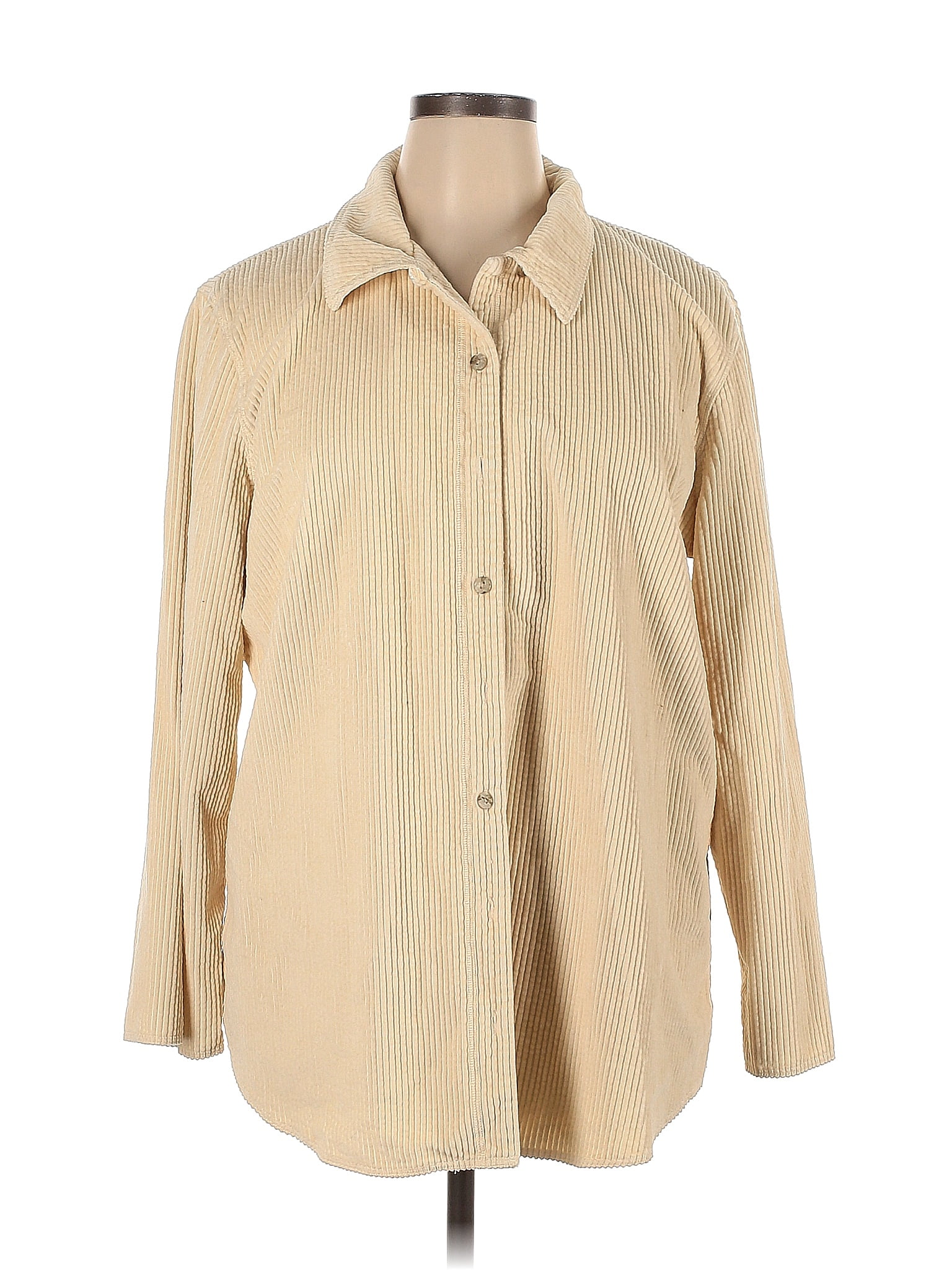 J Jill 100 Cotton Stripes Tan Gold Jacket Size Xl 74 Off Thredup