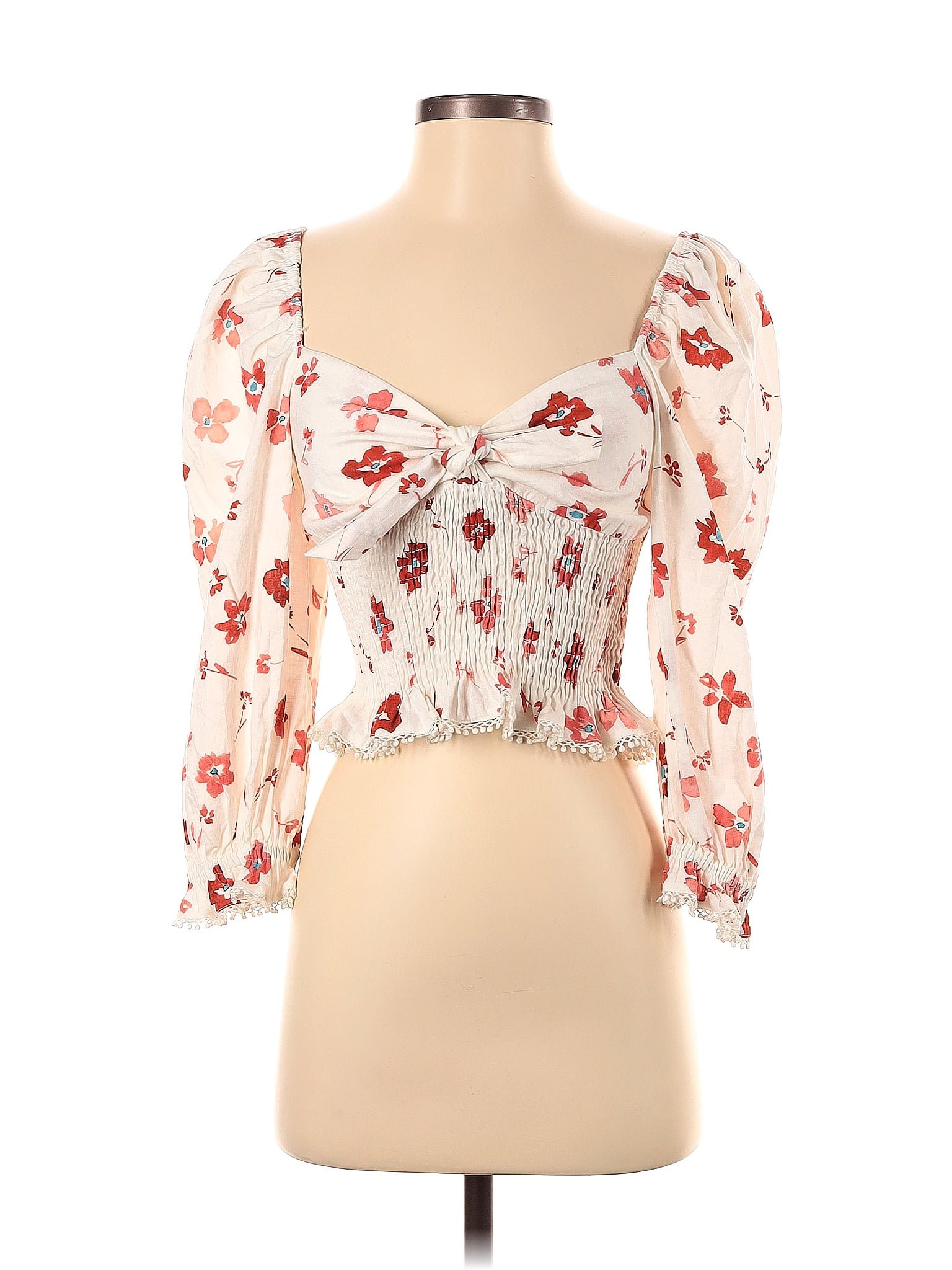 Zara Floral White Ivory Long Sleeve Blouse Size S 52 Off Thredup