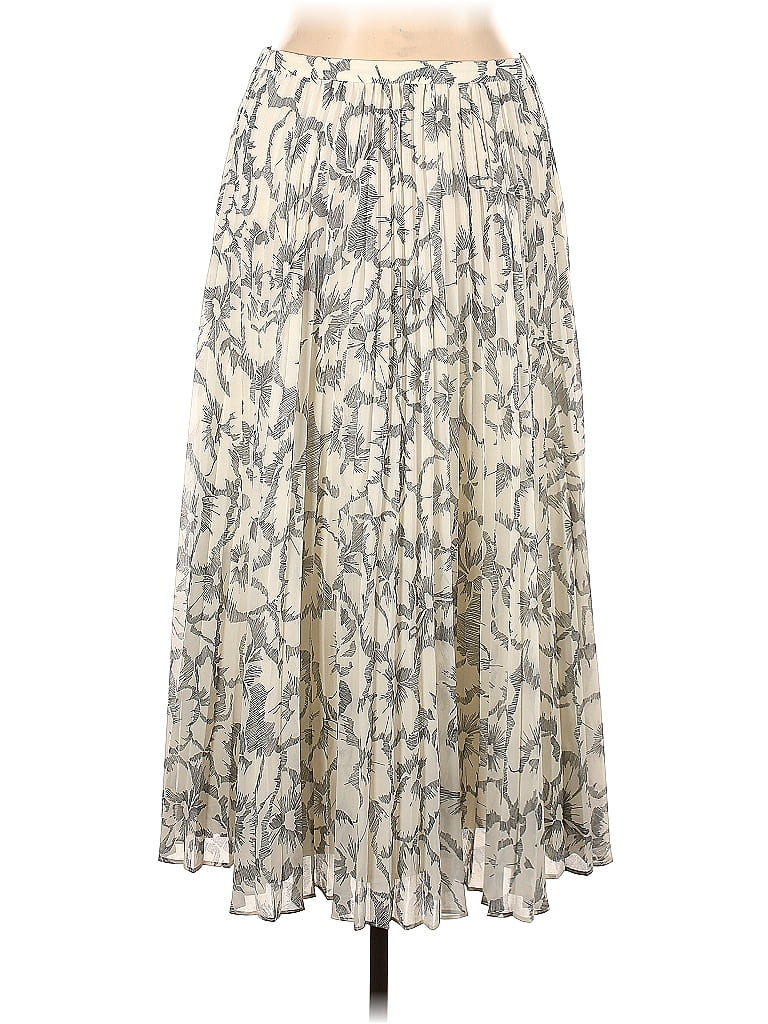 Banana Republic 100% Polyester Ivory Silver Formal Skirt Size 14 - 75% ...