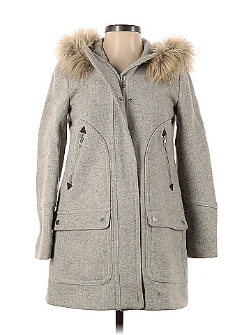 J. CREW buy Gray Melton Wool Hooded Bib Full Zip Jacket Coat Size 00