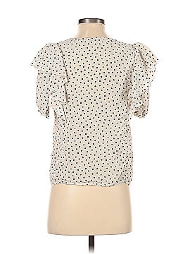Madewell Silk V-Neck Shoulder-Ruffle Top in Inkbrush Dots (view 2)