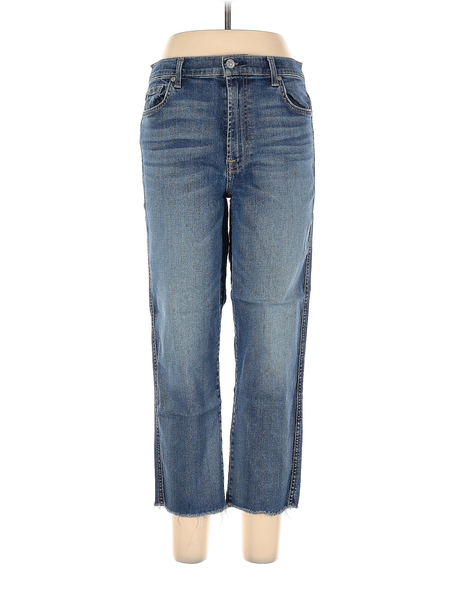 7 For All Mankind Solid Blue Jeans 31 Waist - 79% off | thredUP