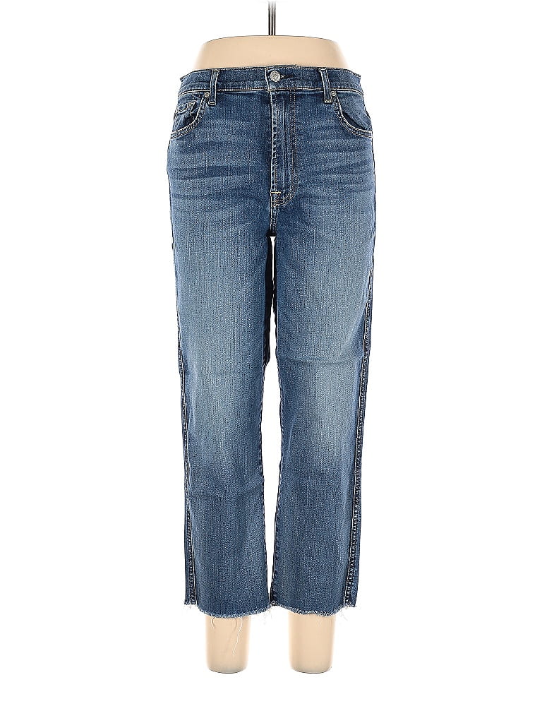 7 For All Mankind Solid Blue Jeans 31 Waist - 79% off | thredUP