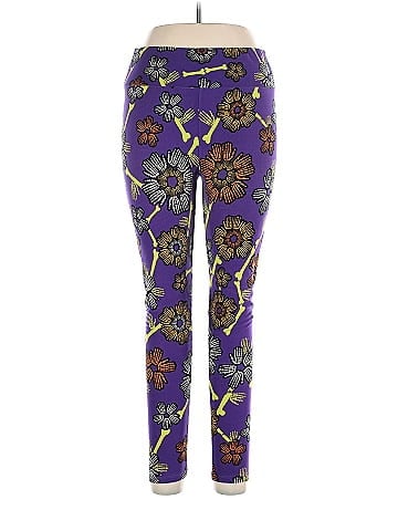 Lularoe Floral Purple Leggings Size 1X (Tall & Curvy) (Plus) - 51
