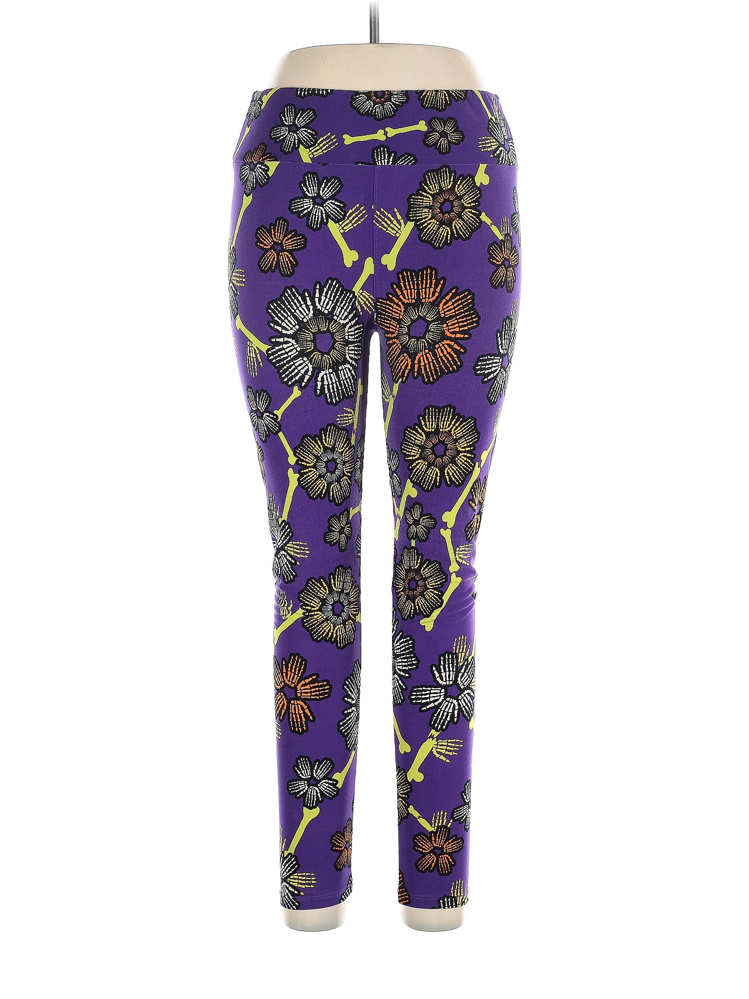 Lularoe Floral Purple Leggings Size 1X (Tall & Curvy) (Plus) - 51% off