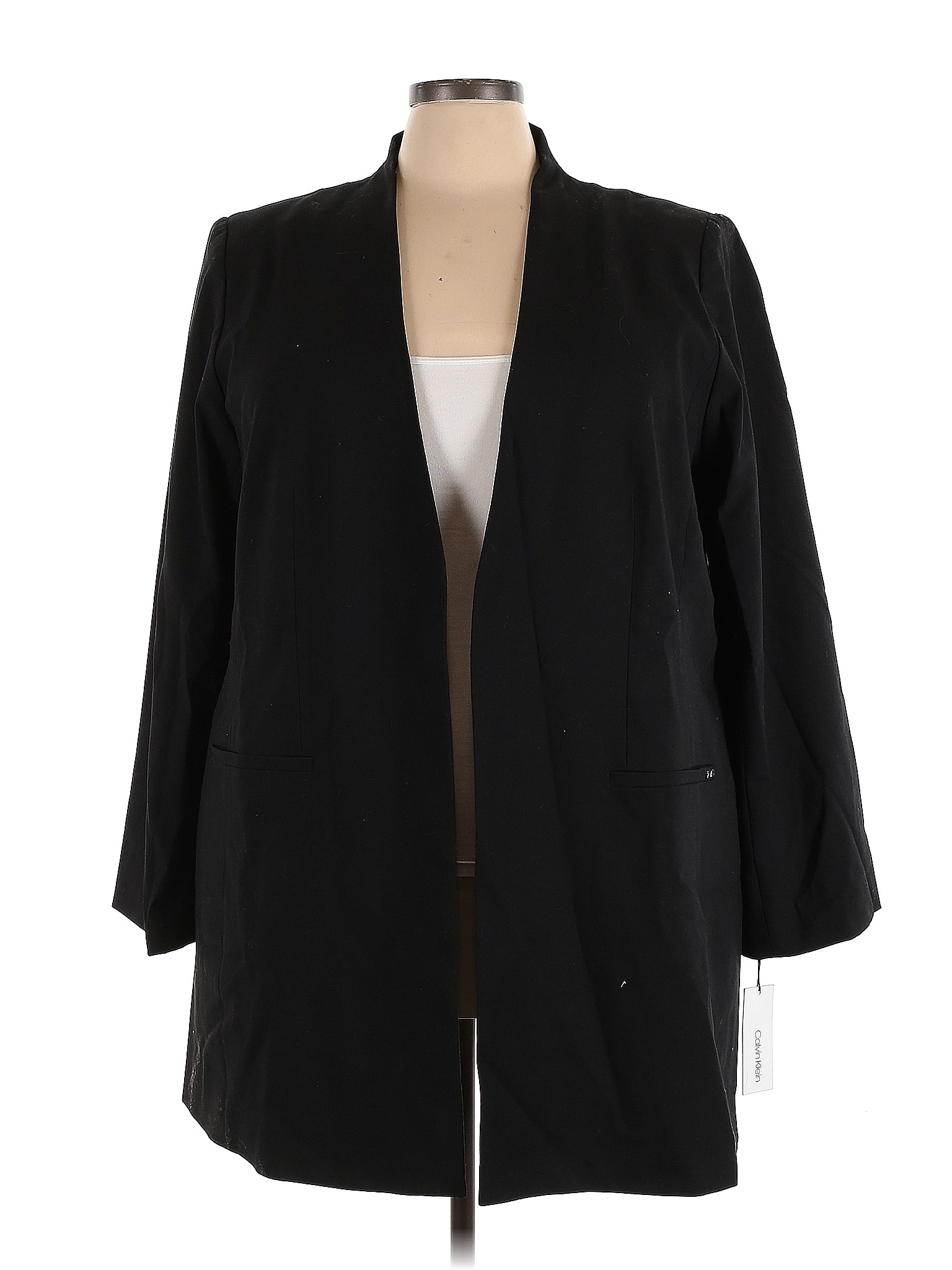 Calvin Klein Solid Black Jacket Size 24 (Plus) - 70% off | thredUP
