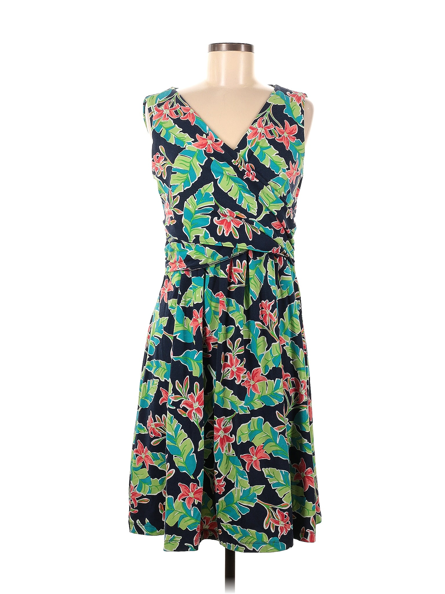 Lands' End Floral Multi Color Green Casual Dress Size M - 66% off | thredUP