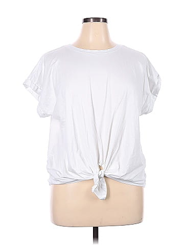 Ava & Viv Solid White Short Sleeve T-Shirt Size 1X (Plus) - 38