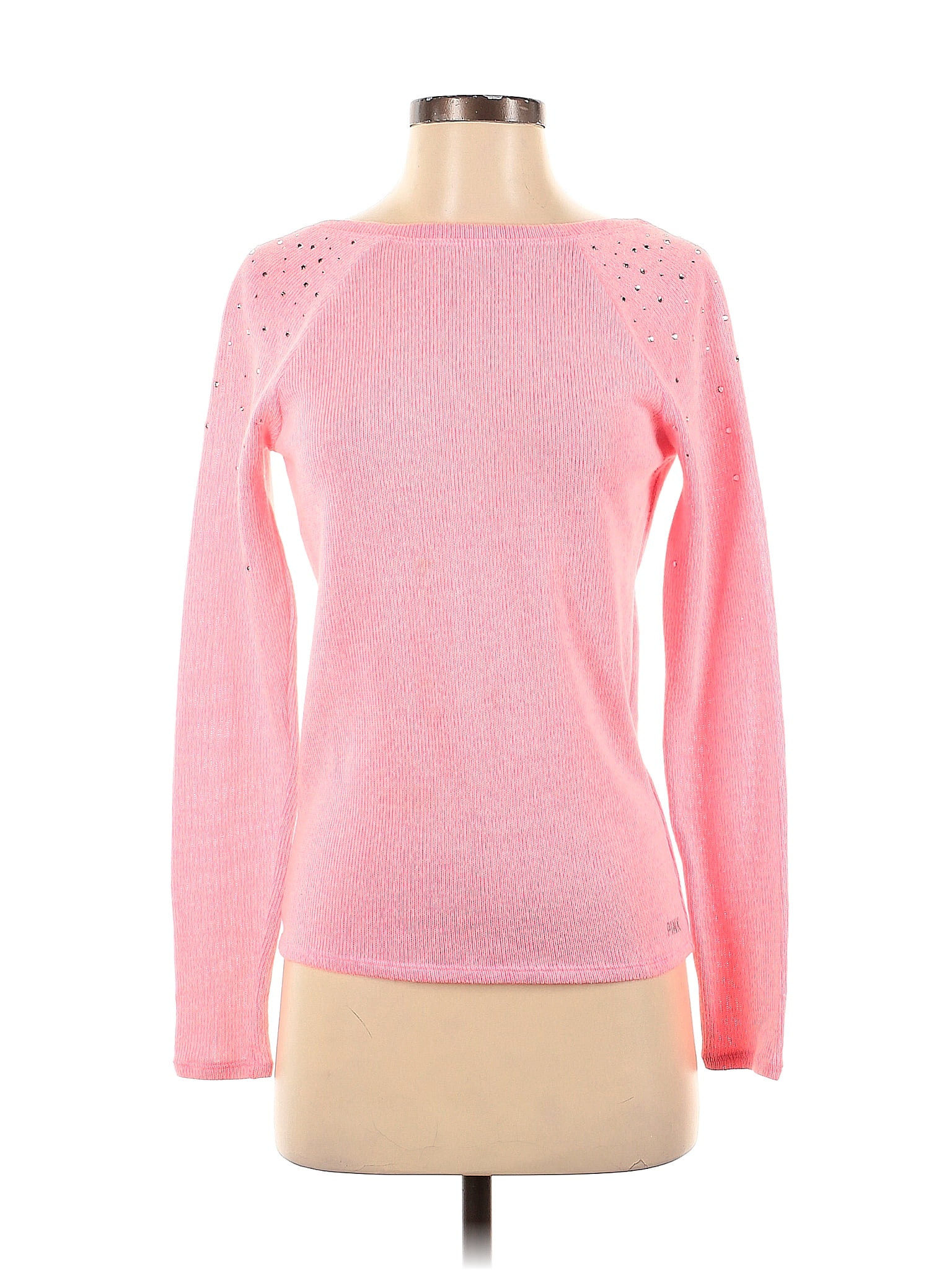 Victoria's Secret Pink Color Block Solid Pink Pullover Sweater