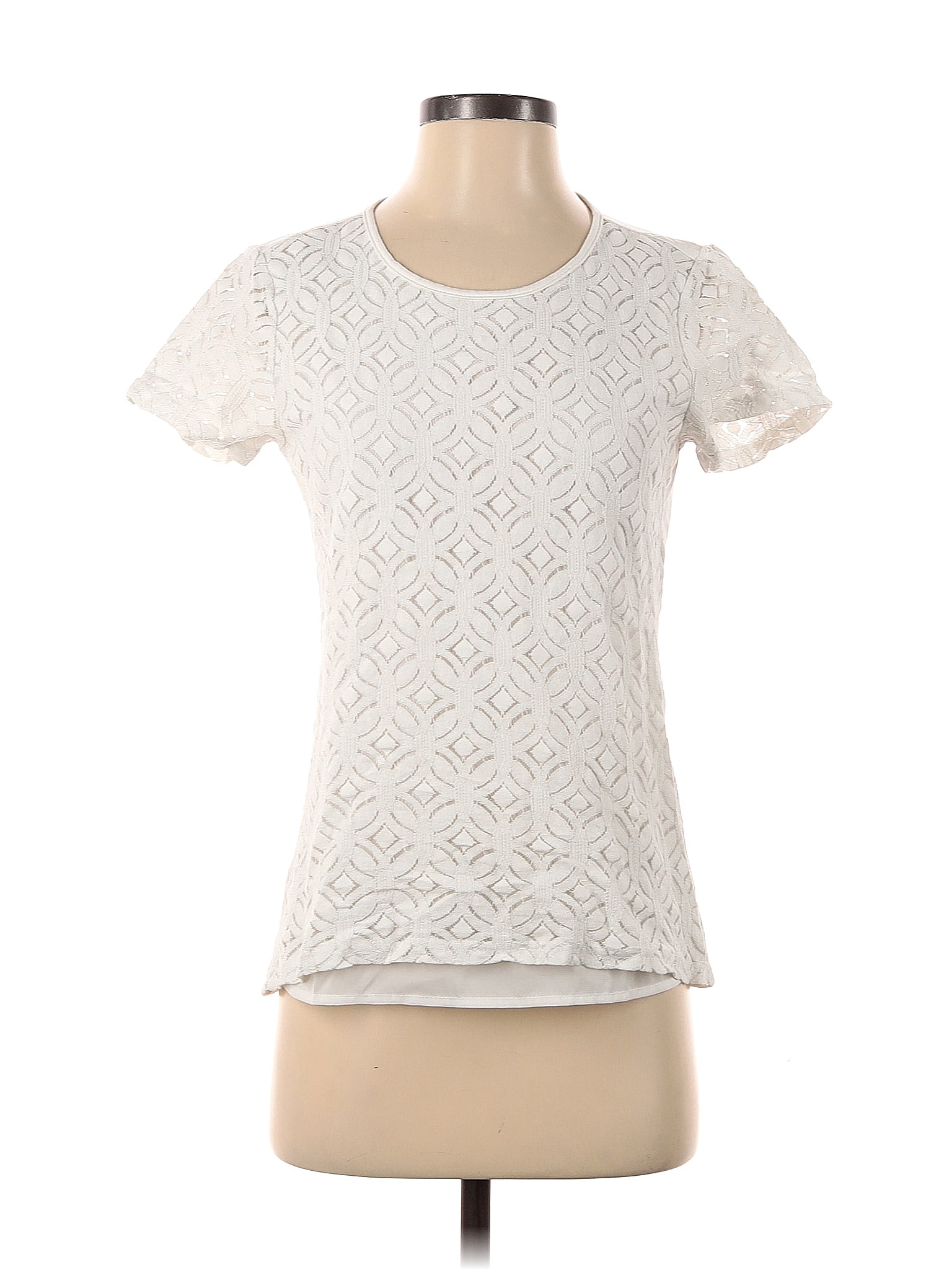 Market And Spruce Chevron Herringbone Chevron White Ivory Short Sleeve