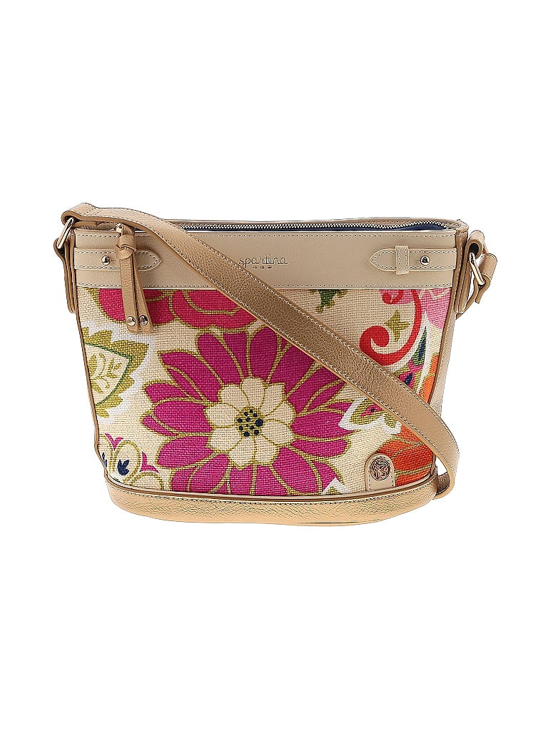 Spartina 449 Color Block Floral Tan Gold Shoulder Bag One Size - 63% ...