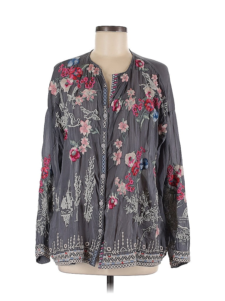 Johnny Was Floral Gray Long Sleeve Blouse Size M - 72% off | thredUP