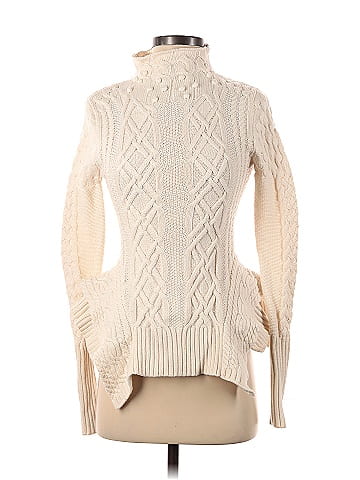 BCBGMAXAZRIA Color Block Solid Ivory Turtleneck Sweater Size XS