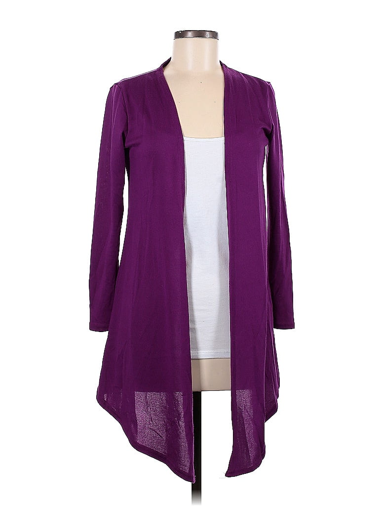 Lapis 100 Polyester Color Block Solid Purple Cardigan Size L 46 Off