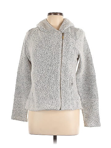 Lucky Brand Solid Gray Zip Up Hoodie Size L - 20% off