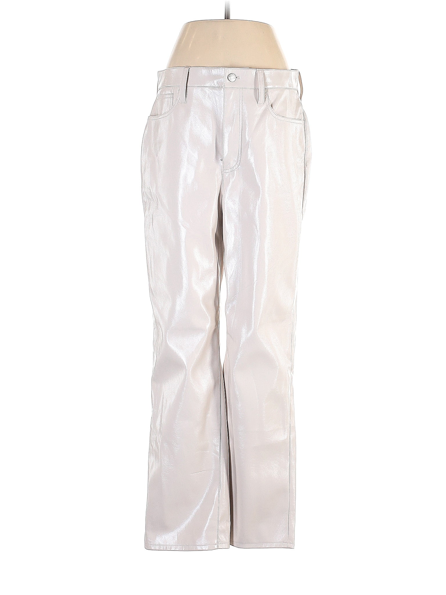 Madewell 100 Polyurethane Solid White Silver Faux Leather Pants 29 Waist 70 off ThredUp