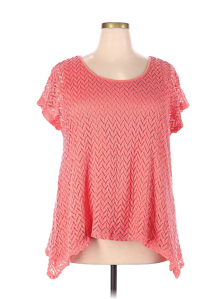 French Connection 100% Polyester Pink Short Sleeve Blouse Size 2X (Plus) - photo 1