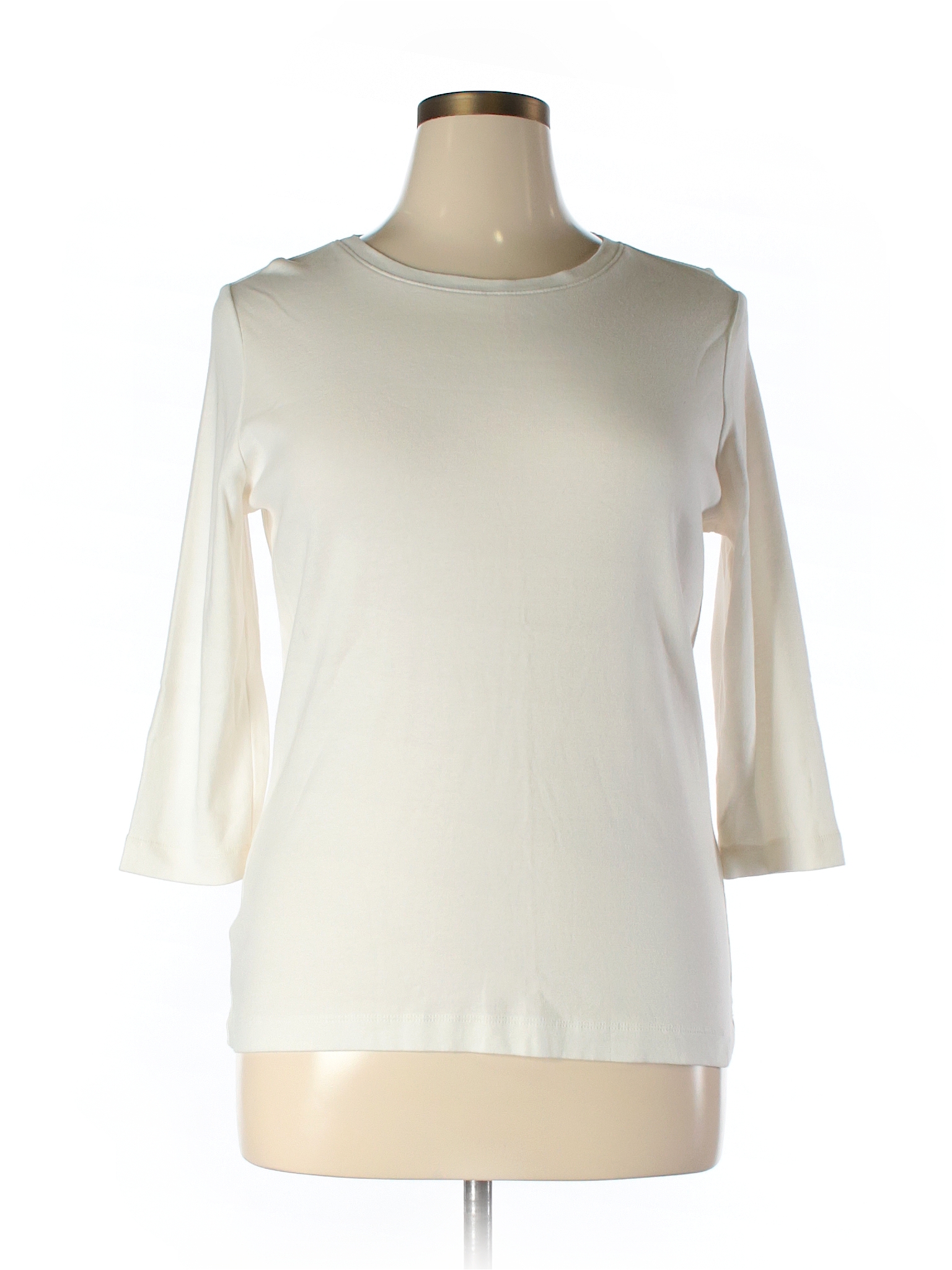 Eddie Bauer 100% Cotton Solid Ivory 3/4 Sleeve T-Shirt Size XL - 68% ...