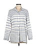 J.Jill 100% Cotton Stripes Gray Long Sleeve Blouse Size M - photo 1
