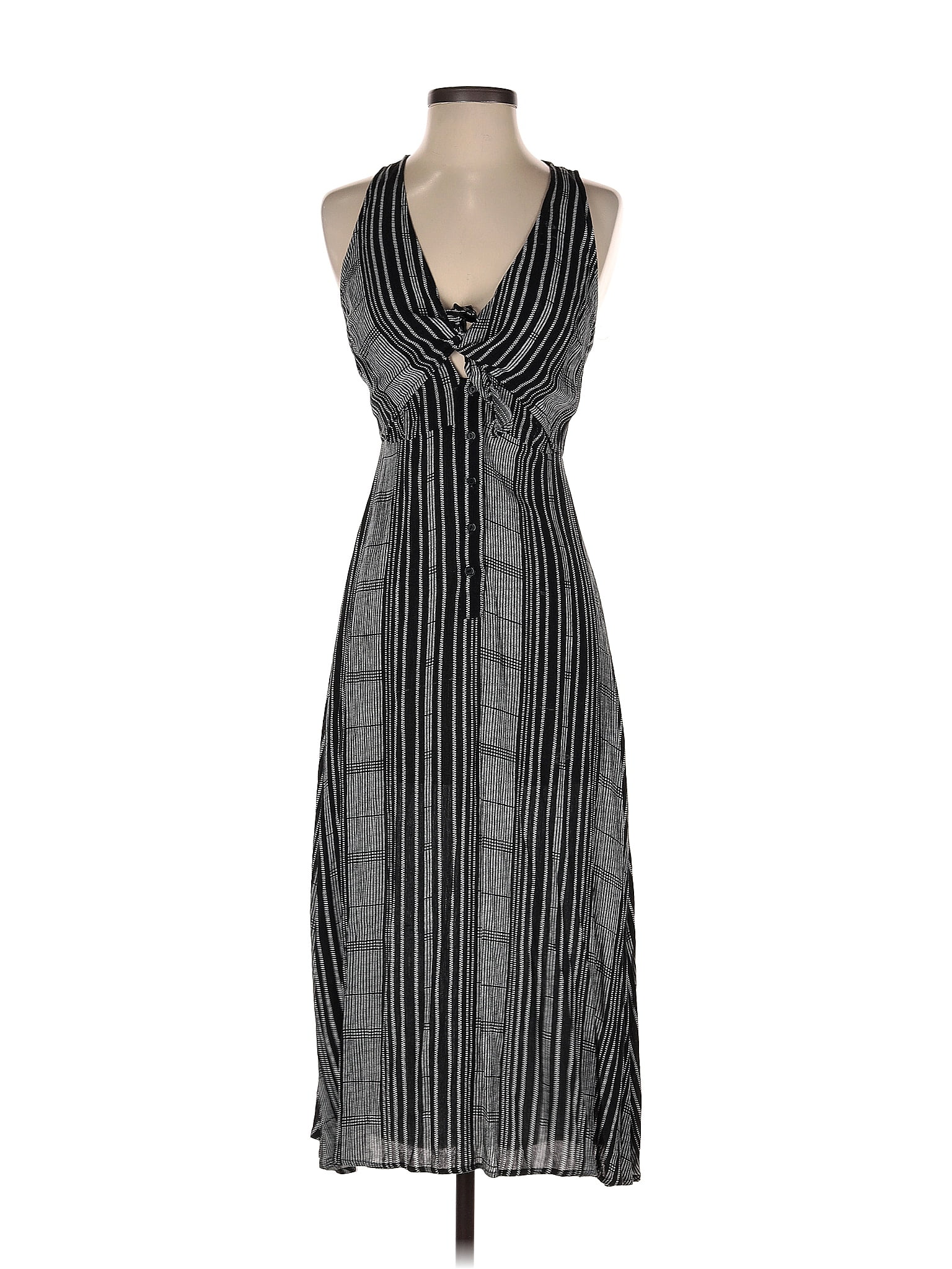 Lush 100 Rayon Stripes Multi Color Gray Casual Dress Size S 64 Off