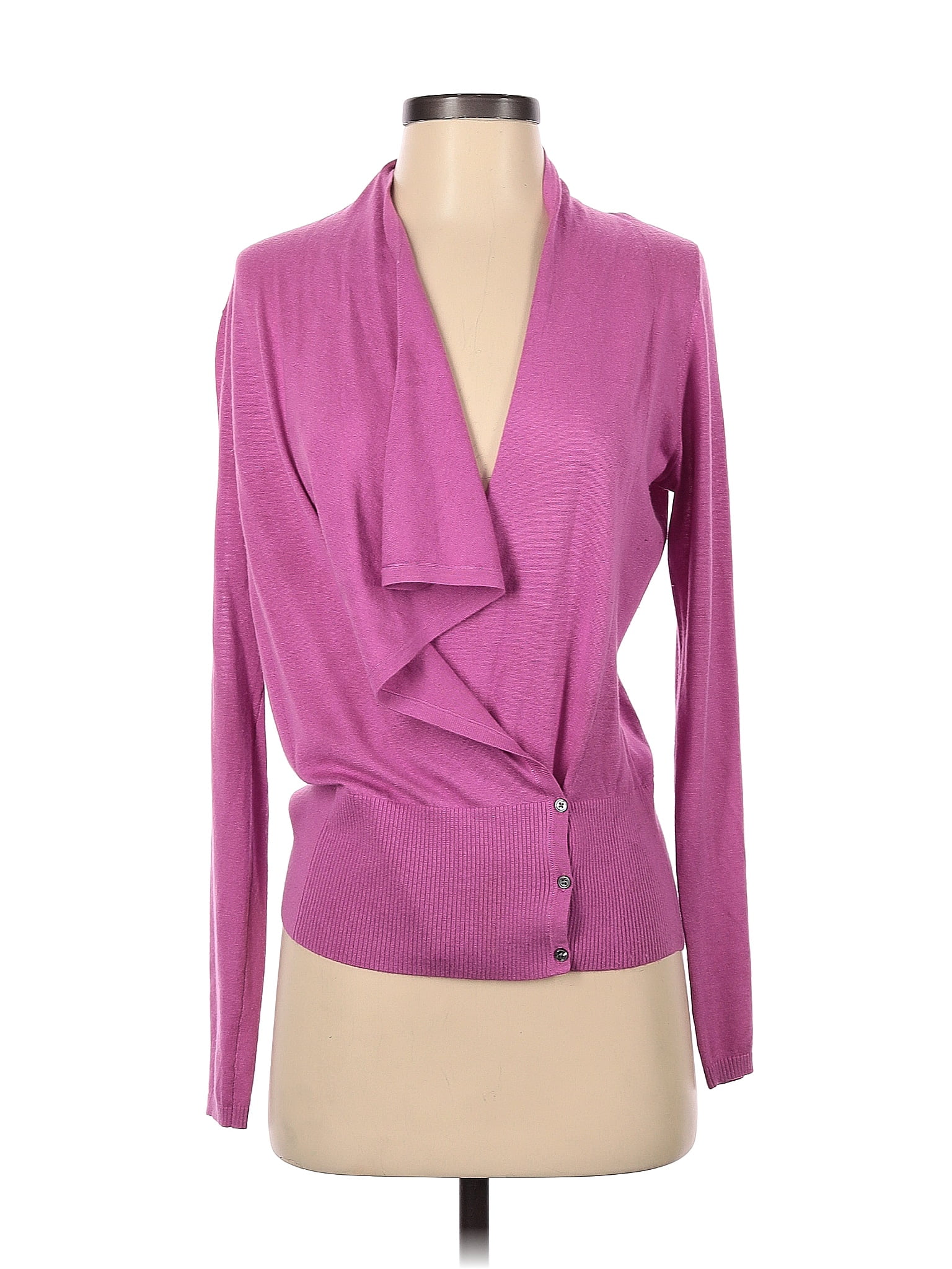 Elie Tahari Color Block Solid Purple Silk Cardigan Size S 83 Off