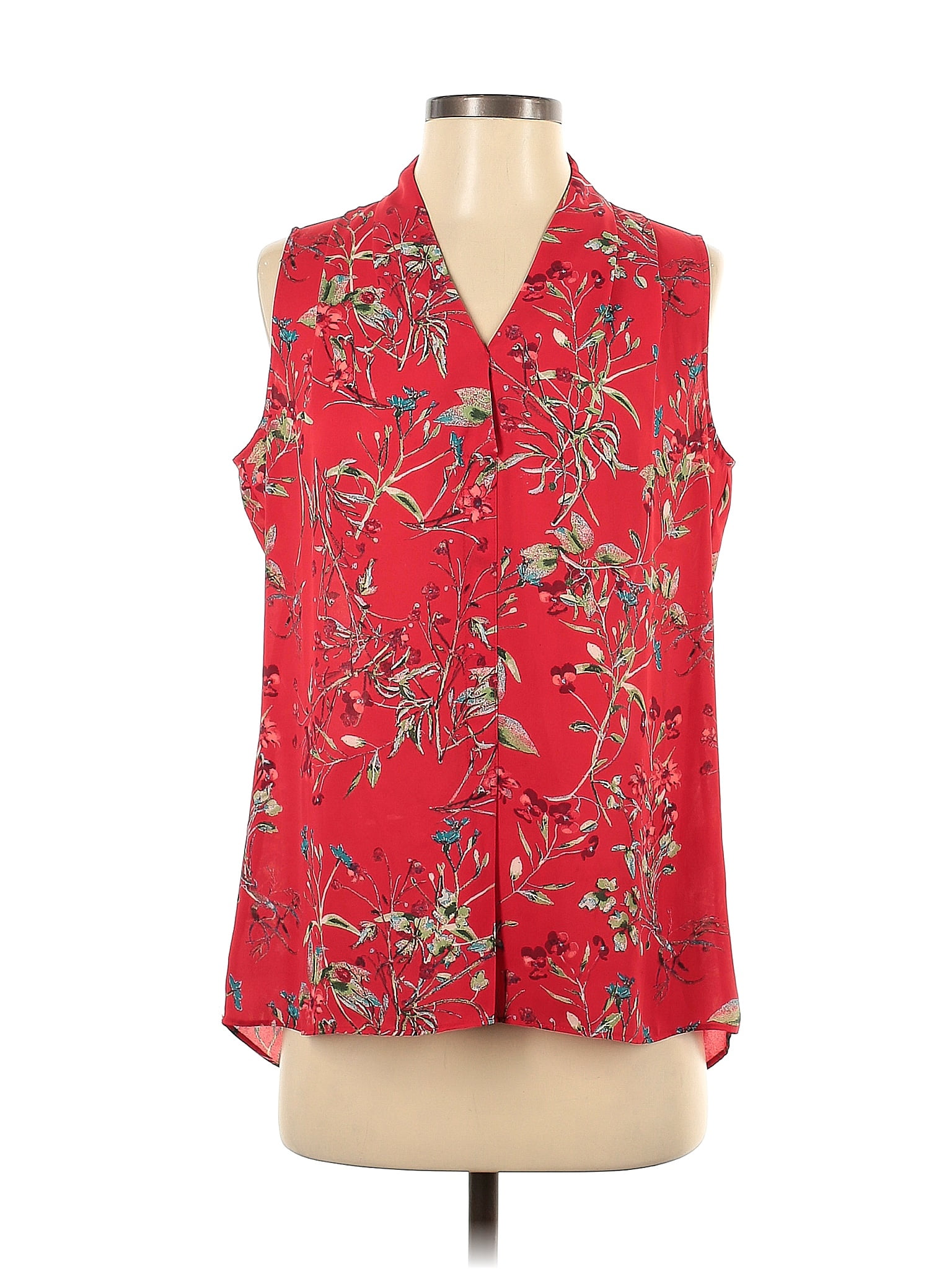 Rose + Olive 100% Polyester Floral Red Sleeveless Blouse Size S - 41% ...