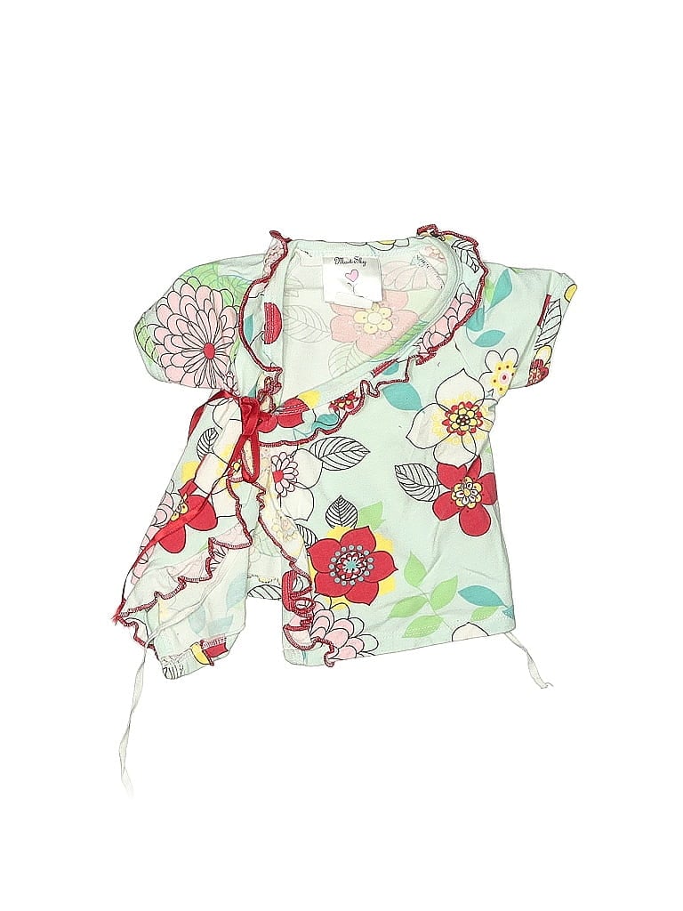 Mad Sky 100% Cotton Floral Green Short Sleeve Top 9-12 MO / 12 MO - photo 1