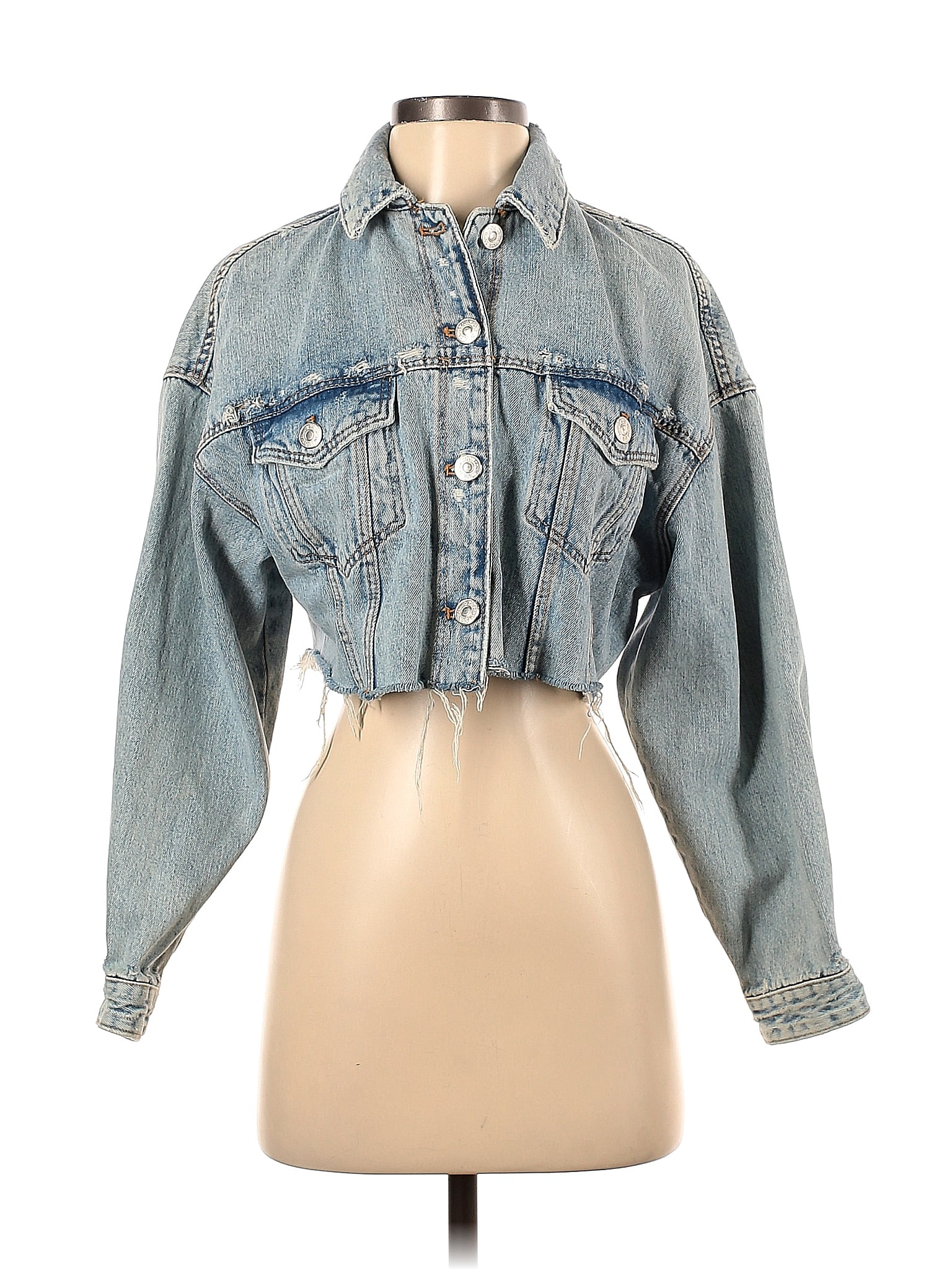 Zara Blue Denim Jacket Size Xs 46 Off Thredup