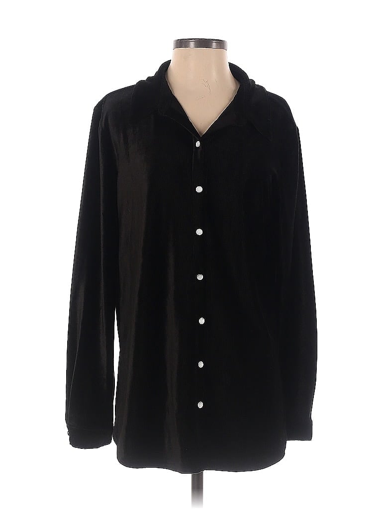 Susan Graver Solid Black Long Sleeve Blouse Size M 53 Off Thredup