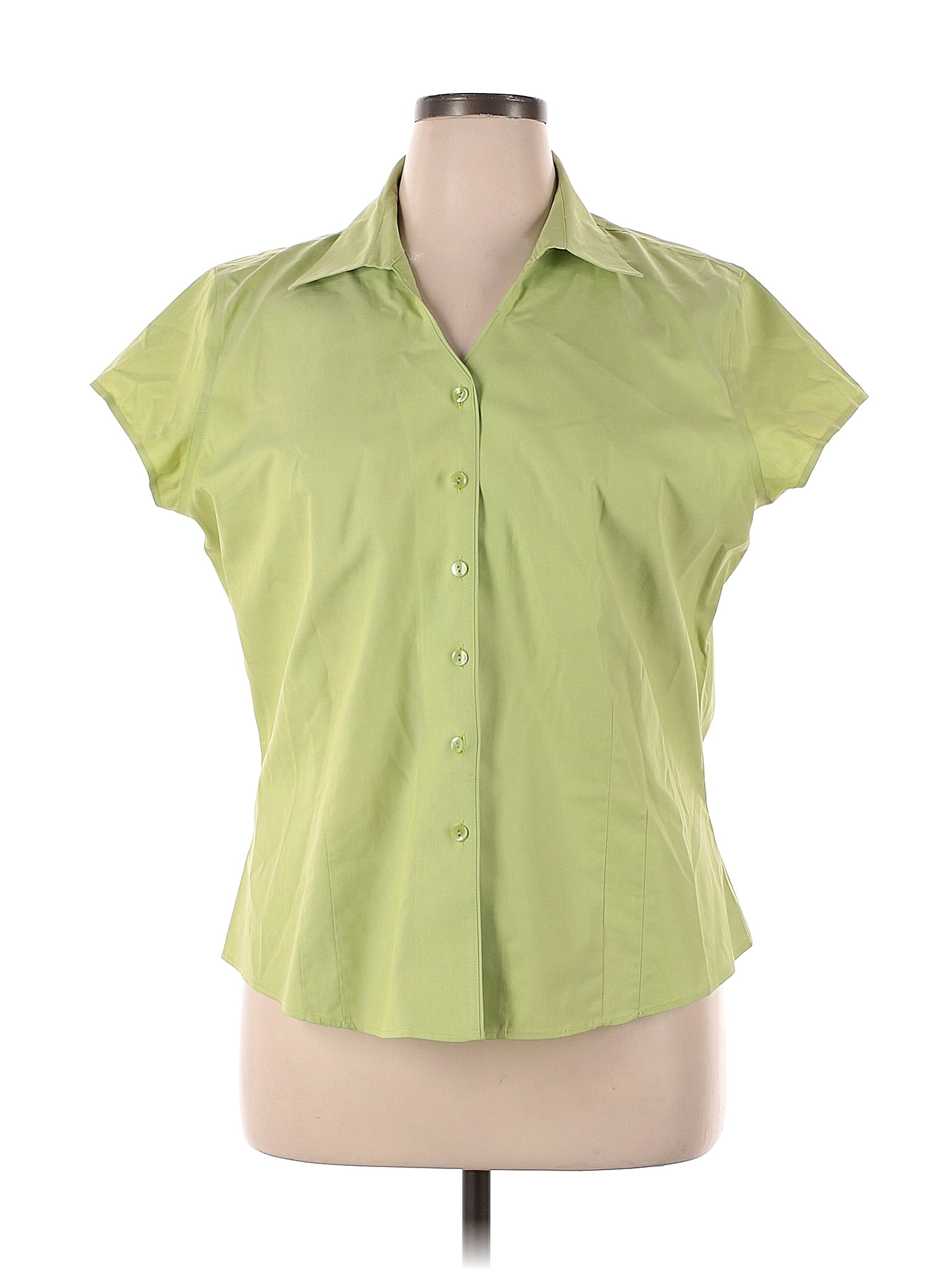 Coldwater Creek 100% Cotton Green Short Sleeve Blouse Size XL (Petite ...