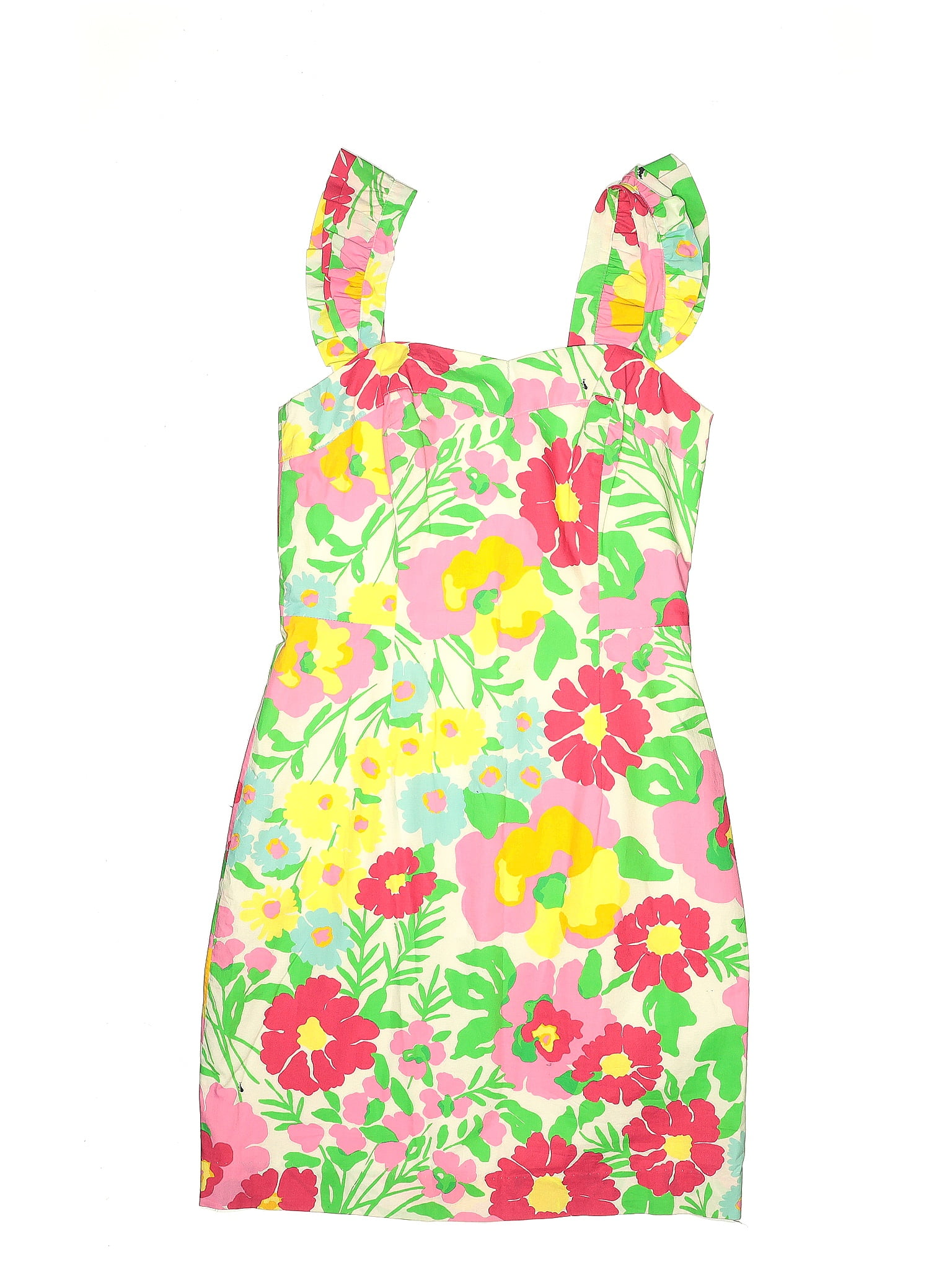 Lilly Pulitzer 100 Cotton Floral Multi Color Green Casual Dress Size 6