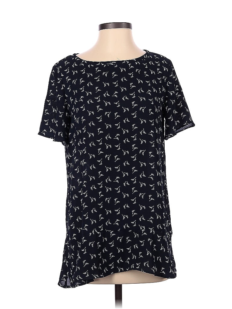 Pre-owned Ann Taylor Loft Short Sleeve Blouse In Black