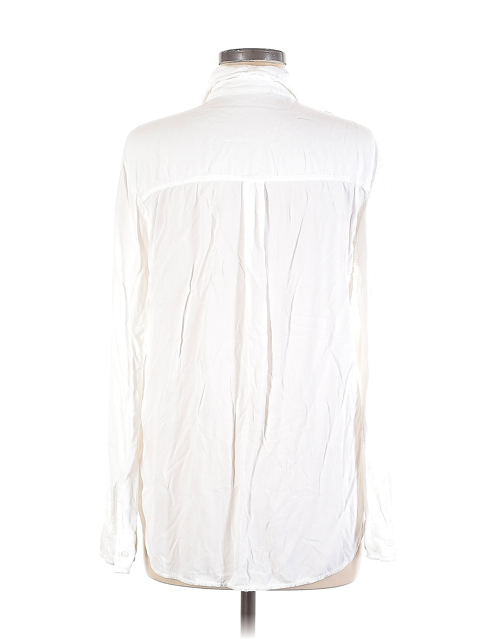 Brandy Melville Solid White Long Sleeve Button-Down Shirt One Size - 44%  off