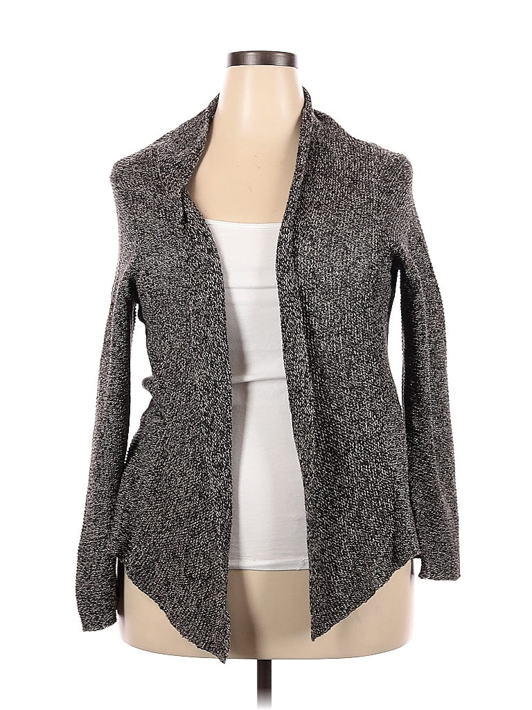 Eileen Fisher 100% Linen Color Block Marled Gray Cardigan Size 2X (Plus ...