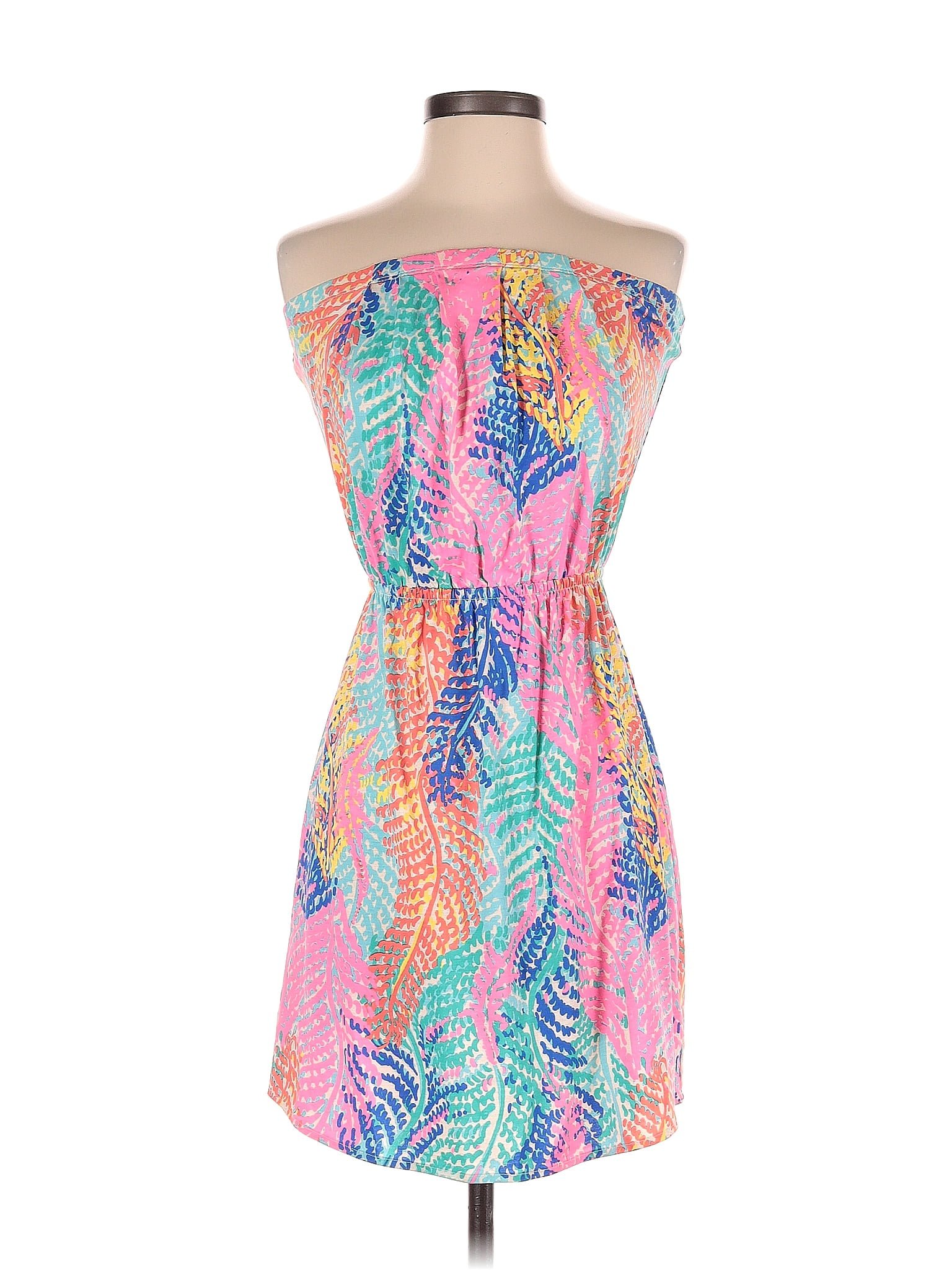 Lilly Pulitzer 100 Cotton Tropical Multi Color Pink Casual Dress Size