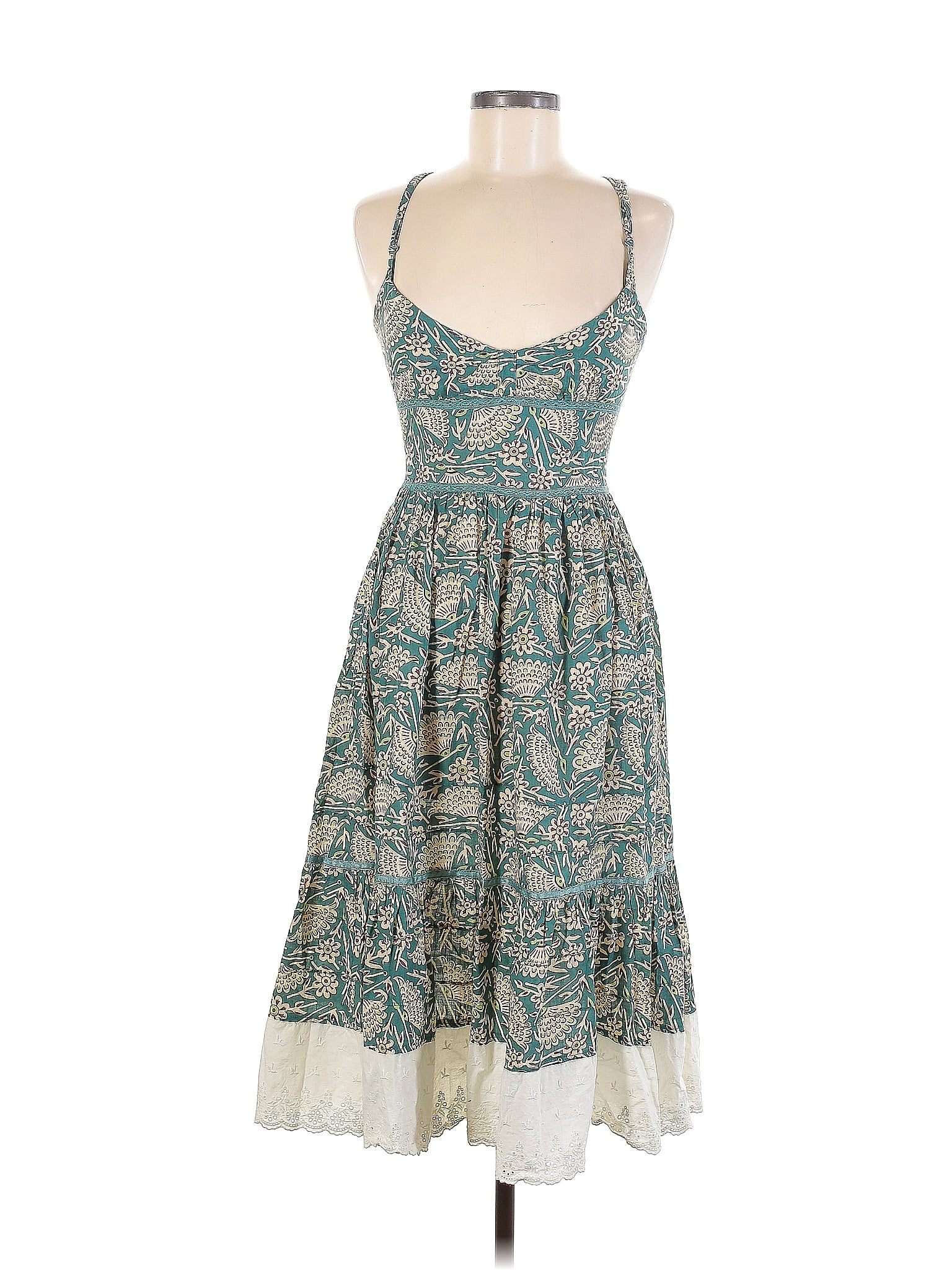 corset flowy dress Historical pattern Edwardian overbust from satin and floral mes Colour:Navy Size:FR 50 Embroidered Floral Sage Green