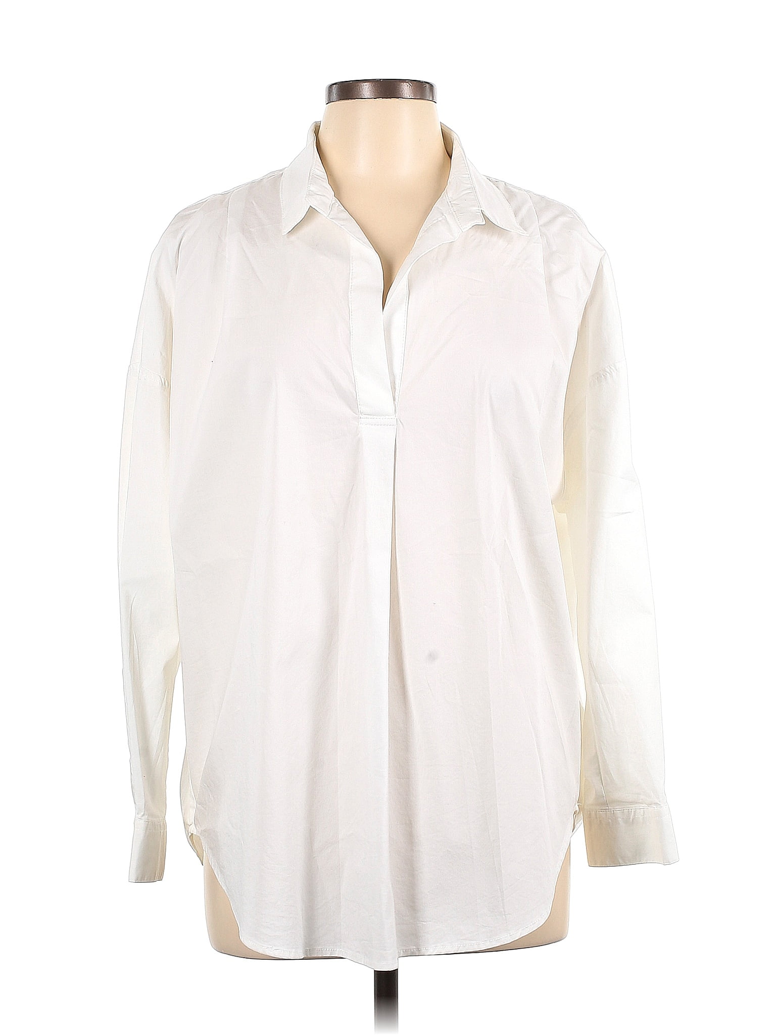 M Magaschoni Solid White Ivory Long Sleeve Blouse Size L 60 Off