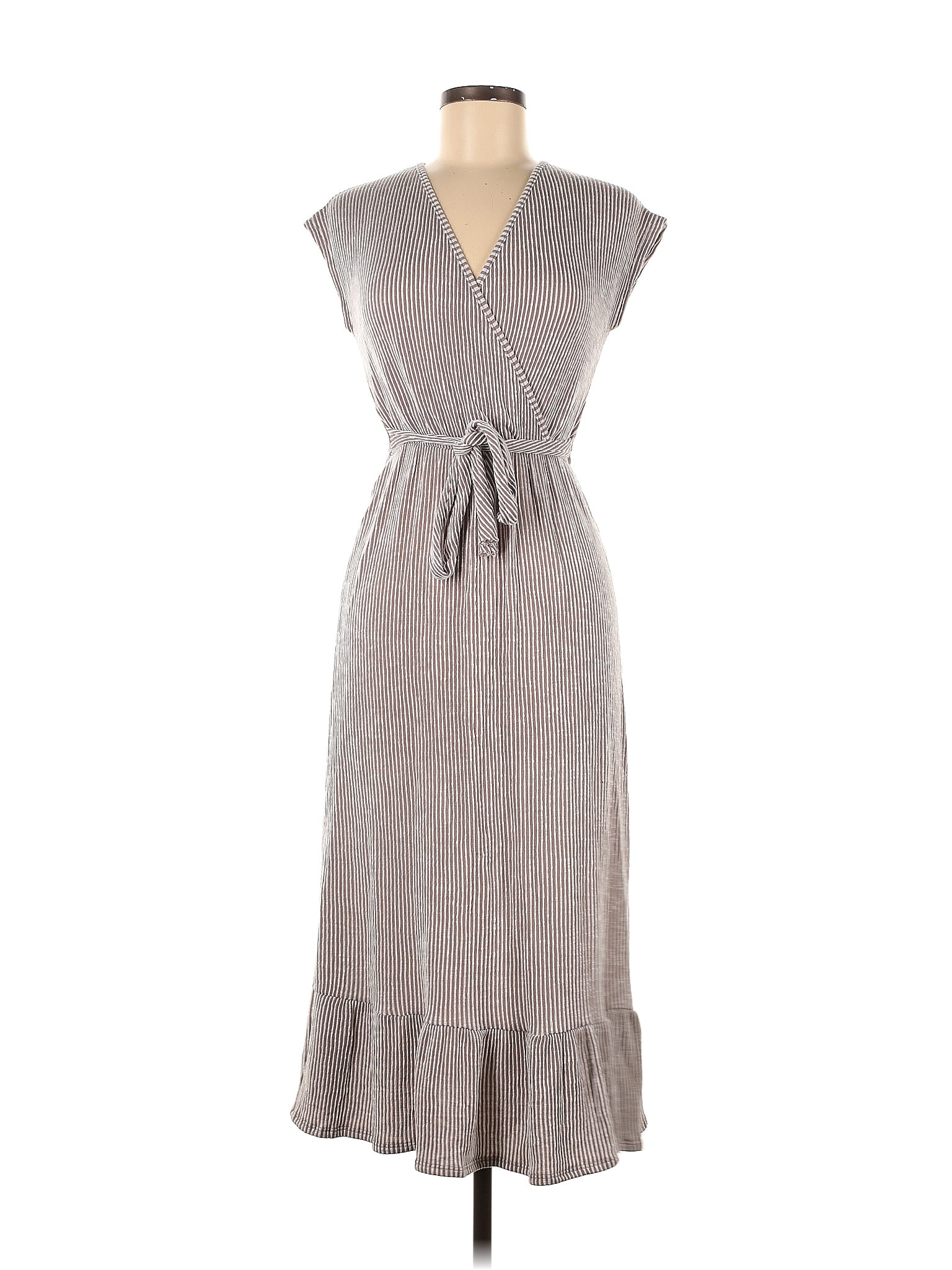 Caution to the Wind Stripes Ivory Gray Casual Dress Size M - 56% off ...