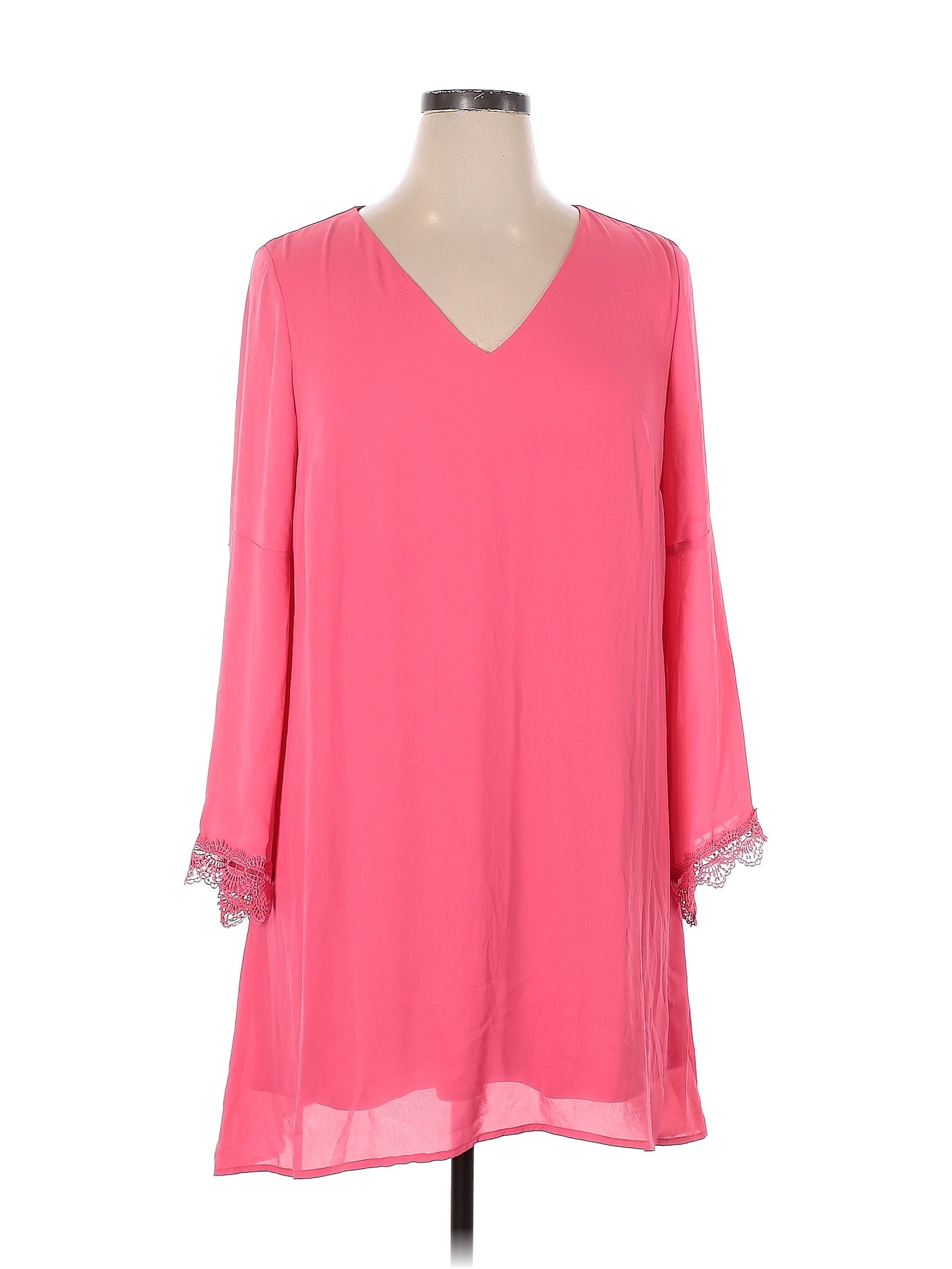 CATHERINE Catherine Malandrino 100% Polyester Solid Pink Casual Dress ...