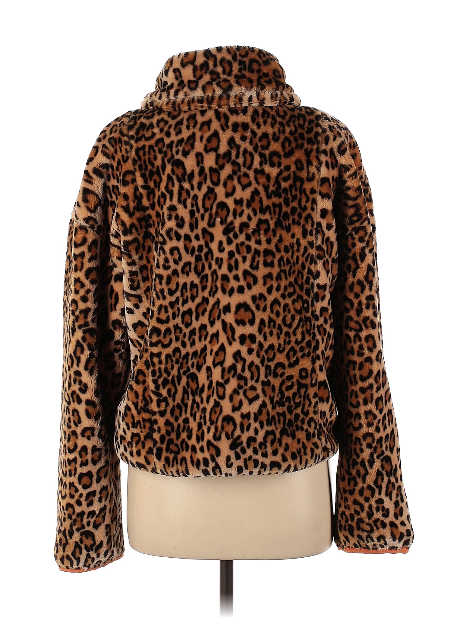 JOA 100% Polyester Leopard Print Brown Leopard Half Zip Sweatshirt Size XS  - 75% off