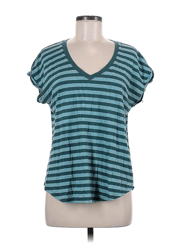 Torrid Color Block Stripes Teal Short Sleeve T-Shirt Size Med Plus (00 ...