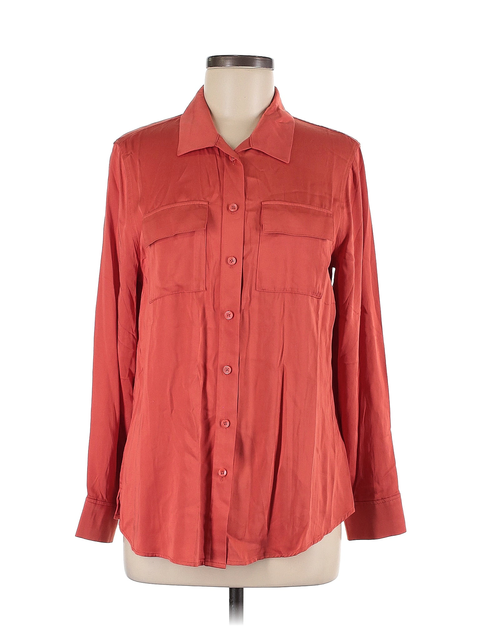 Chico's 100% Modal Red Long Sleeve Button-Down Shirt Size Med (1) - 78% ...