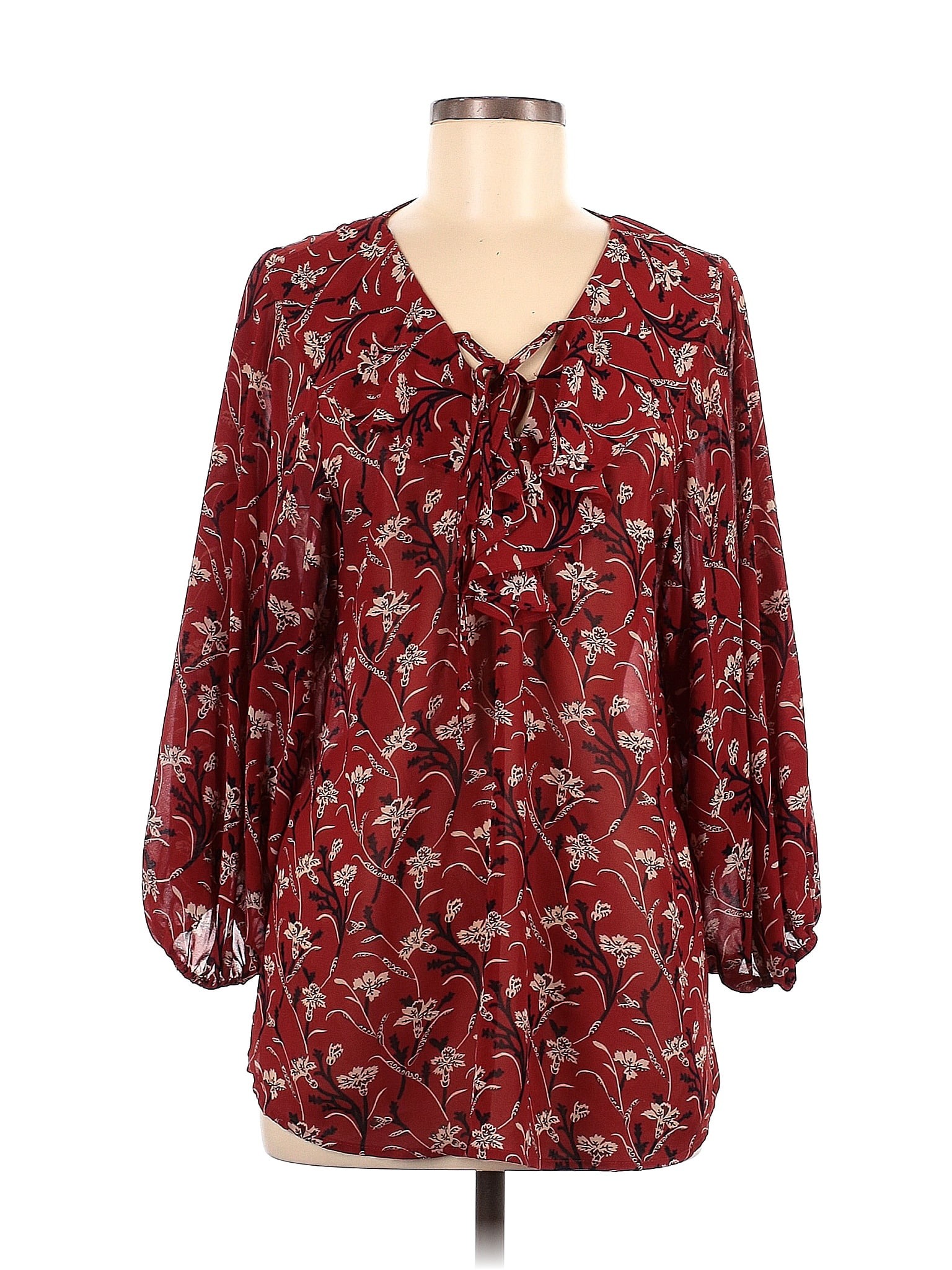 Gigio 100 Polyester Burgundy Long Sleeve Blouse Size M 73 Off Thredup