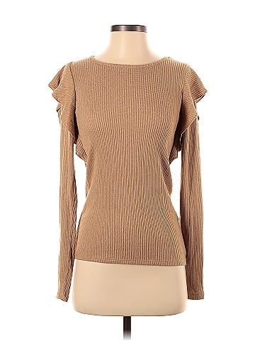 Lucky Brand Solid Tan Pullover Sweater Size XS - 68% off