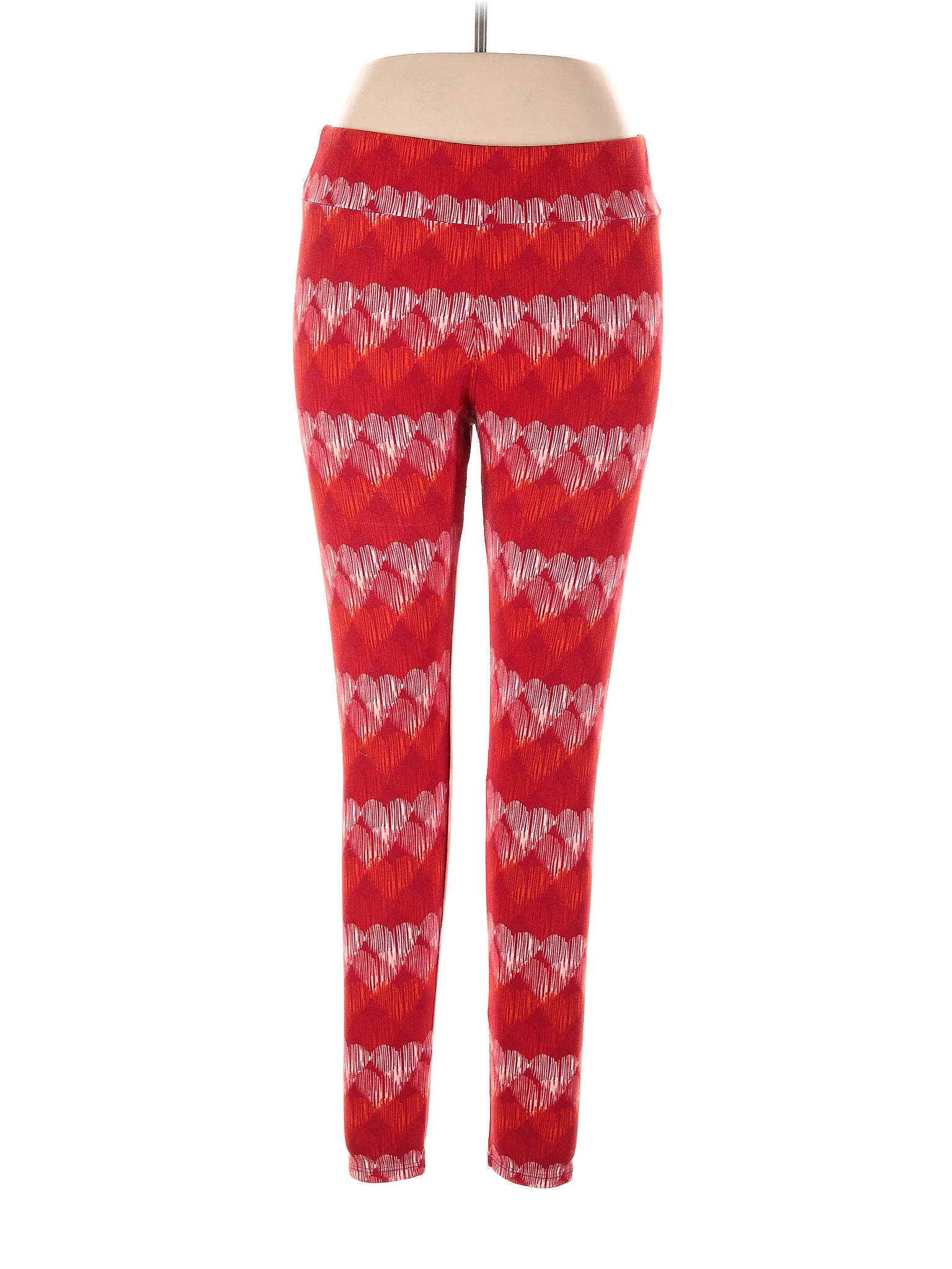 Lularoe Chevron-herringbone Chevron Multi Color Red Leggings One