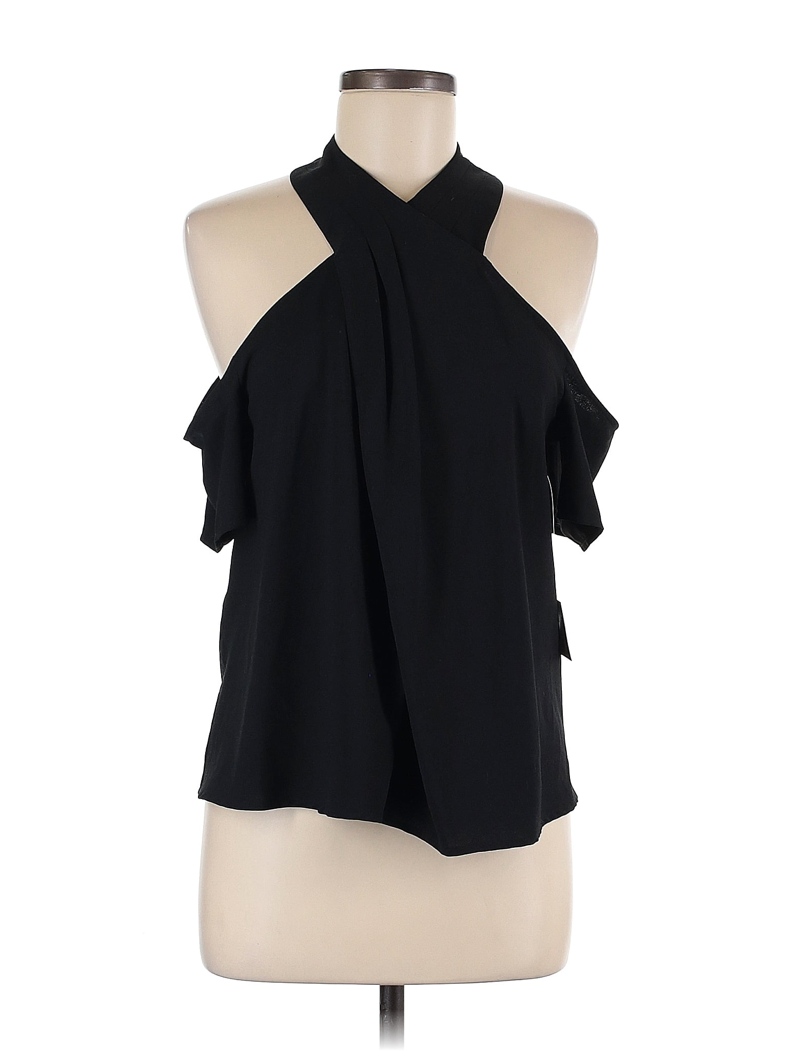Top Cropped Rachel Roy – Col V, Noir, En Viscose, Taille S – Neuf Avec étiquettes