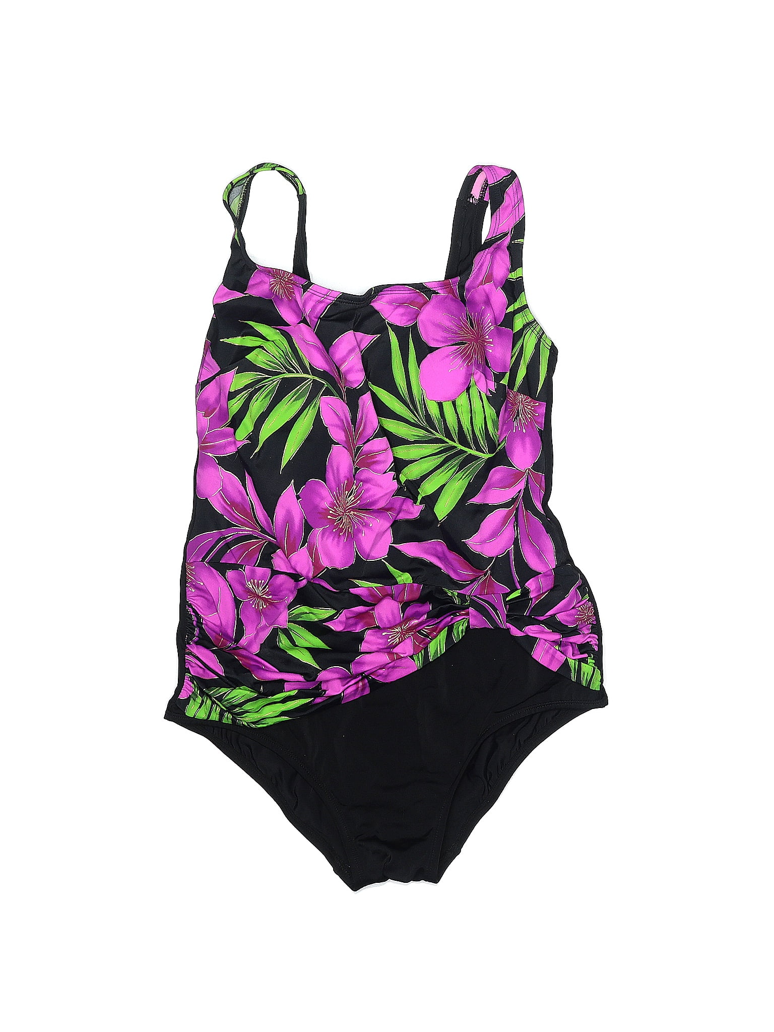 Longitude Floral Multi Color Purple One Piece Swimsuit Size 18 (Plus